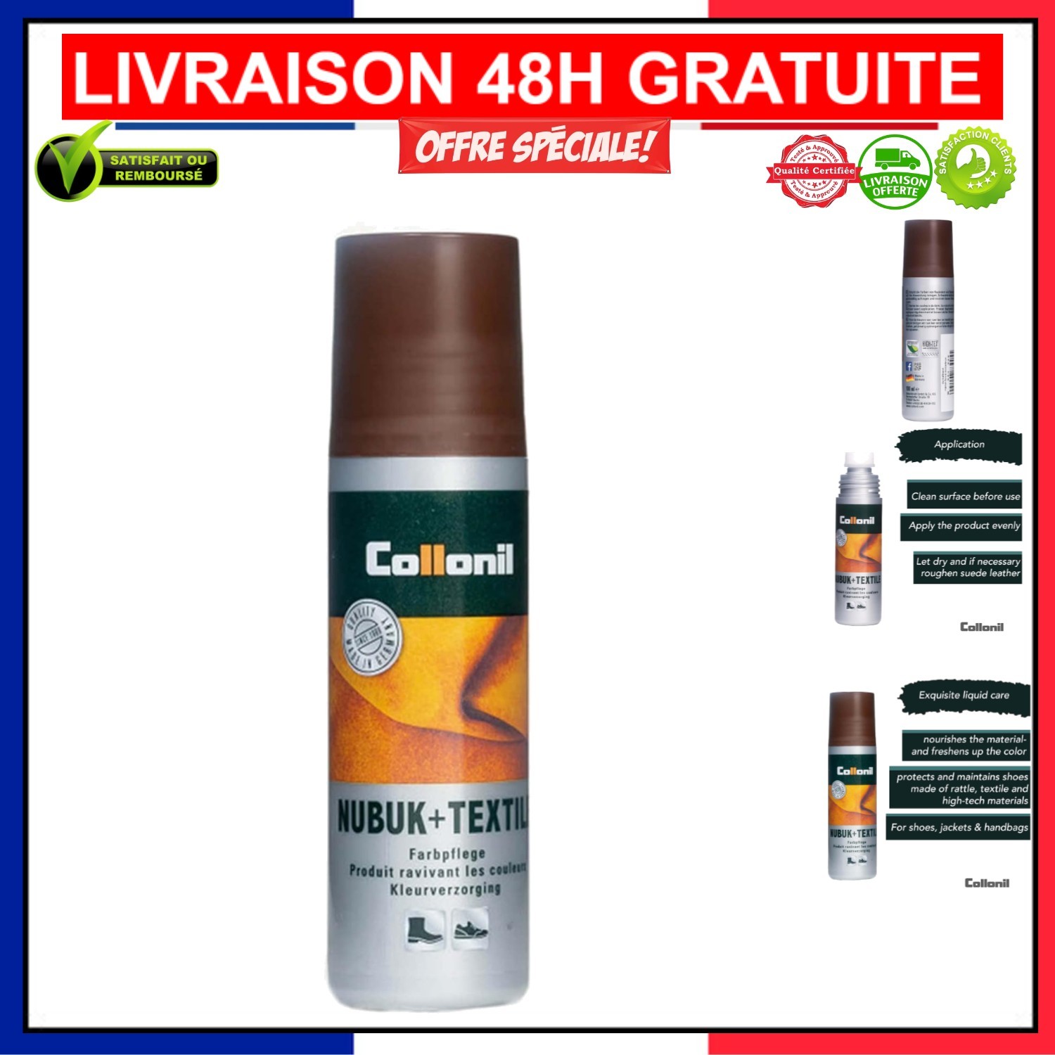 Lotion cirage Collonil Velours Nubuck 100ml produit entretien chaussures daim anti-UV