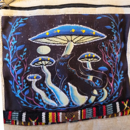 Handmade Himalayan Hemp Small Backpack Mushrooms Fantasy 