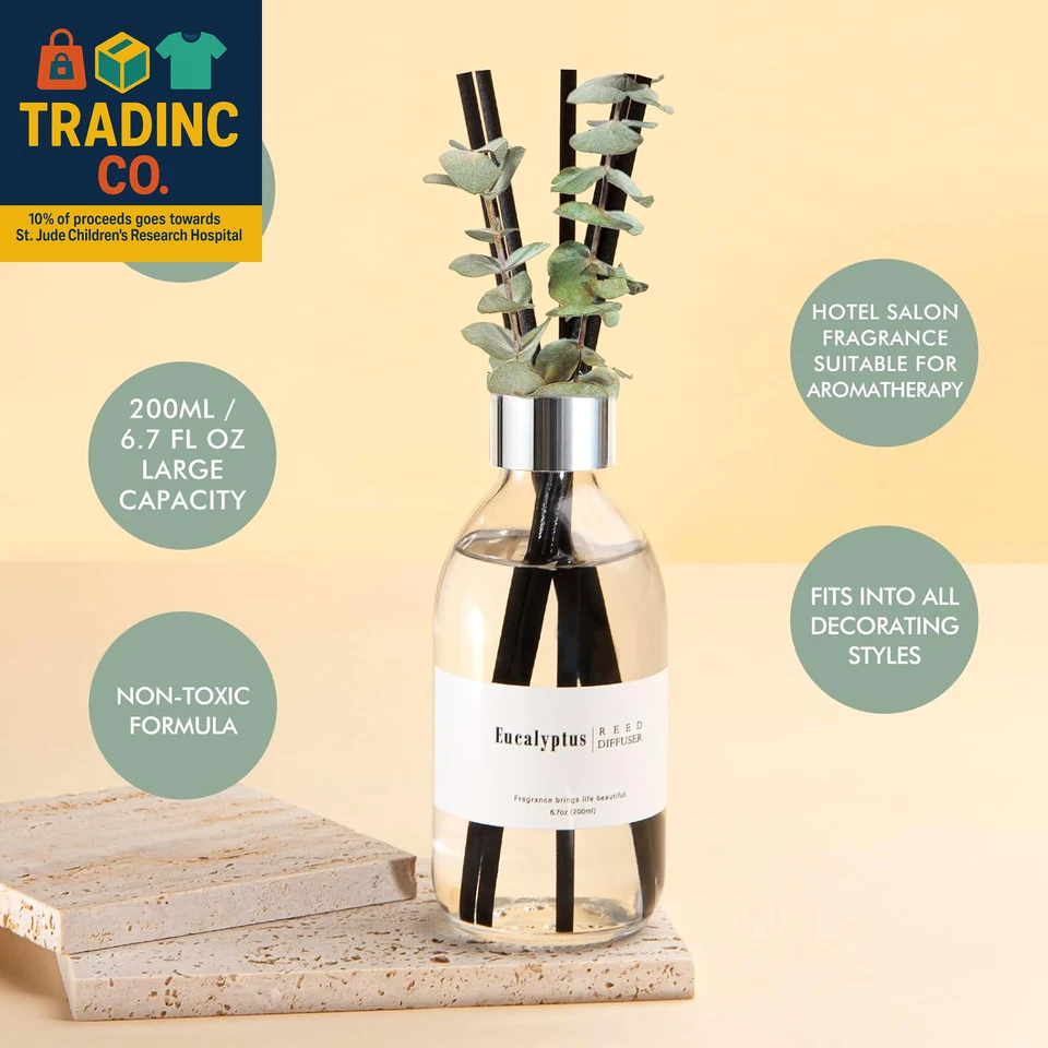 Reed Diffuser Set, 6.7 Oz Eucalyptus Scented Diffuser with Sticks, Home Fragranc - Image 3 of 4