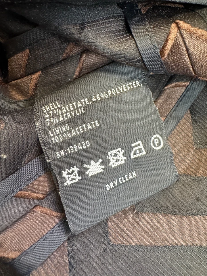 Carlisle Jacket Women 4 Brown Crushed Velvet Chevron Striped Crop Full Zip Coat - Image 4 of 4