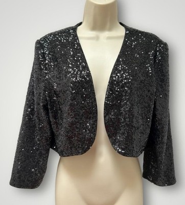 L Sequined Bolero Jacket Black Sparkle Eliza J Shimmer Occasion Large