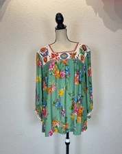 John Mark Women's Plus Size 3X Floral Embroidered Popover Tunic Top NWT
