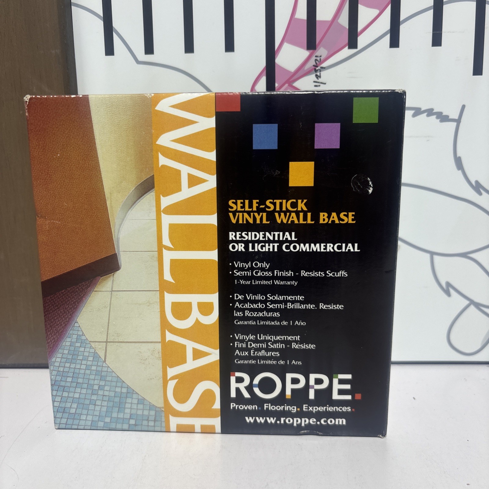 NEW Roppe 4 In. x 20 Ft. Roll SNOW Vinyl Self-Stick Wall Cove Base
