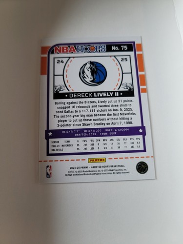 2024-25 Hoops Haunted Hoops Holo Webs #75 Dereck Lively II - Picture 2 of 2