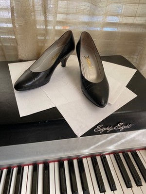 YSL YVES SAINT LAURENT BLACK LEATHER HEELS PUMPS 36.5-6,5 sandals mules slides