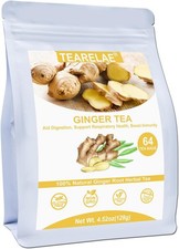 Ginger Tea Bags, 64 Count - 100 Pure Ginger Root Tea, Soothing Spicy -