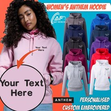 Personalised Embroidered Womens Anthem Hoodie Text Logo Workwear