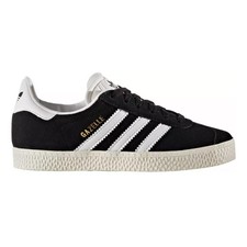 ADIDAS Original Kids' 5 CORE BLACK Gazelle Suede Black/White BB2502 NIB