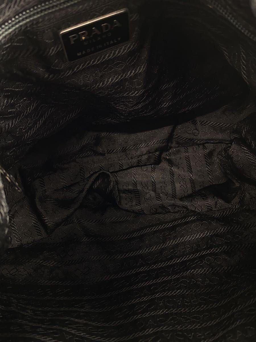 PRADA Shoulder Bag Triangular Logo Plate Leather BLK Used thumbnail 6