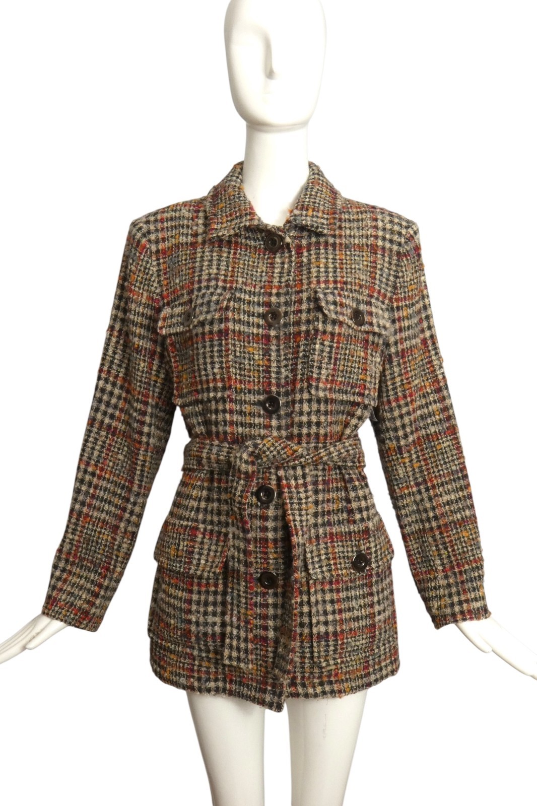 YVES SAINT LAURENT Cappotto in tweed di lana 1996 taglia 10