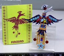 Liztech Jill Elizabeth Firebird Artisan Jewelry Crystal Metal Brooch Pin 1991
