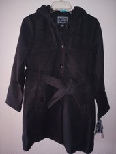 Rothschild Girls Size 16 Black Hooded Lined Winter Dress Coat NWT