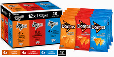 Doritos Variety Pack, Cool Original, Tangy Cheese, Chilli Heatwave, 12 x 180g