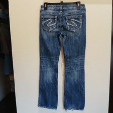 Silver Jeans Aiko Bootcut Womens 28x31 Denim Blue Embroidered Distressed 28x29 