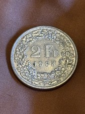 Switzerland Coin Lot 1965 Silver 2 Francs 1880 & 1881 Rappen, 1944 WWII Zinc