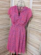 Marc New York Dress Polka Dot Ruched Pink Blue 10