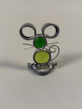 Vintage Handmade Mice Leaded Stained Glass Mouse Sun Catcher Cute 