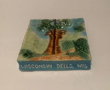 Vintage 1960's Wisconsin Dells Stand Rock Ceramic Souvenir Ashtray 5.5" x 5.5"