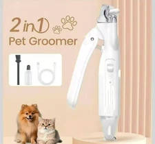 🐾 2-in-1 Pet Groomer – Safe, Quiet & Rechargeable Claw Care for Dogs & Cats