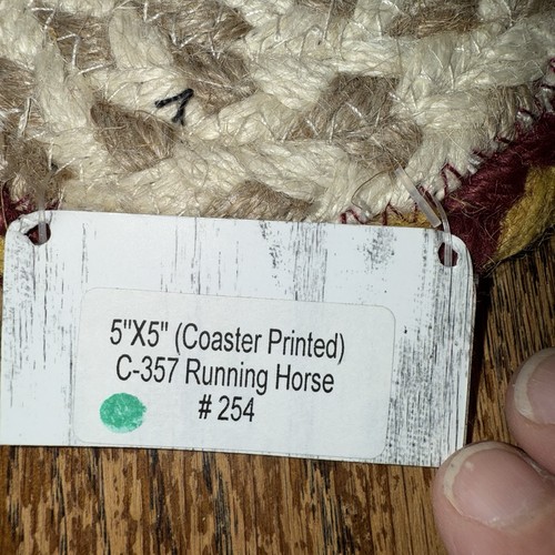 SOTTOBICCHIERI IN JUTA INTRECCIATI TEMA CAVALLO CORSA RUSTICO ARREDAMENTO CASALE SET DI 2 Nuovi - Foto 5 di 5