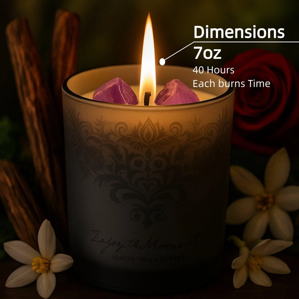 Juego de regalo de velas perfumadas de lujo – 3 velas de aromaterapia de soja y cera de abejas de cristal Foto 4 de 4