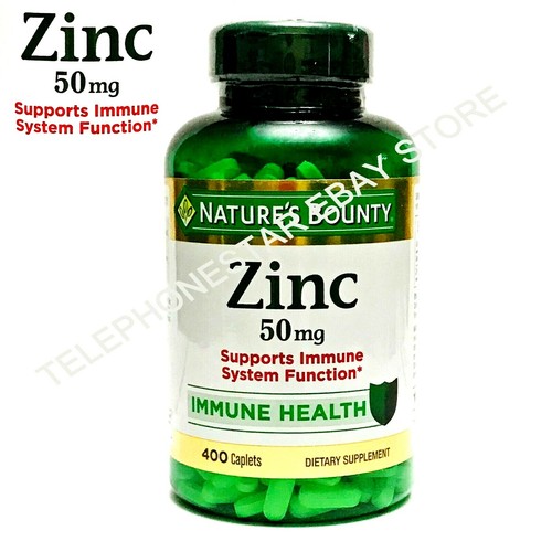 Nature's Bounty Zinc Gluconate 50mg 400Caplet Support Immune System Booster 7/24