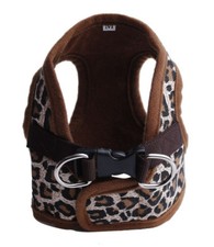 Dog Puppy Harness Vest Leopard Brown Print Soft Adjustable XS S M L