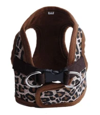 Dog Puppy Harness Vest Leopard Brown Print  Soft Adjustable  XS S M L