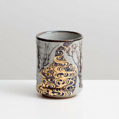 KUTANI Sushi Yunomi - große Teetasse ''kōrinbai'' Pfraumenblüte, Ogata Kōrin, XL