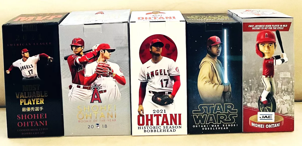 Shohei Ohtani SGA Bobblehead MVP Cycle ROY Historic Mike Trout City Connect Dual