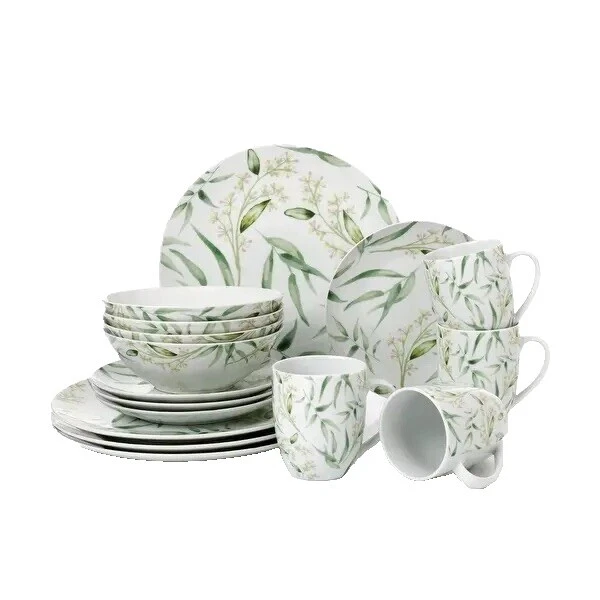 Blanco Floral melamina Servicio de Cena Conjuntos