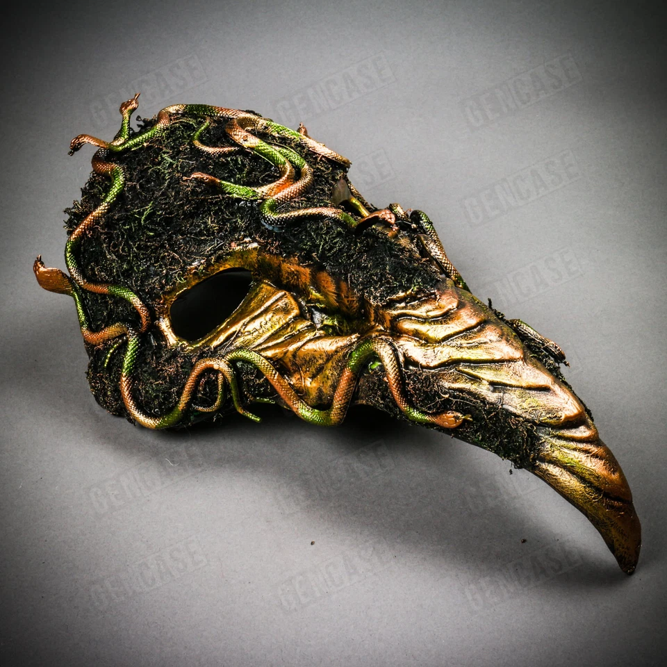 Medusa Snake Skull Raven Curved Nose Forest Gold Masqueade Beautiful Party Mask - Image 2 of 4