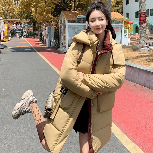 Mujeres Abrigo Cálido Suelto Largo Con Capucha Algodón Invierno Acolchado Parka Informal Prendas de abrigo Talla - Imagen 28 de 29