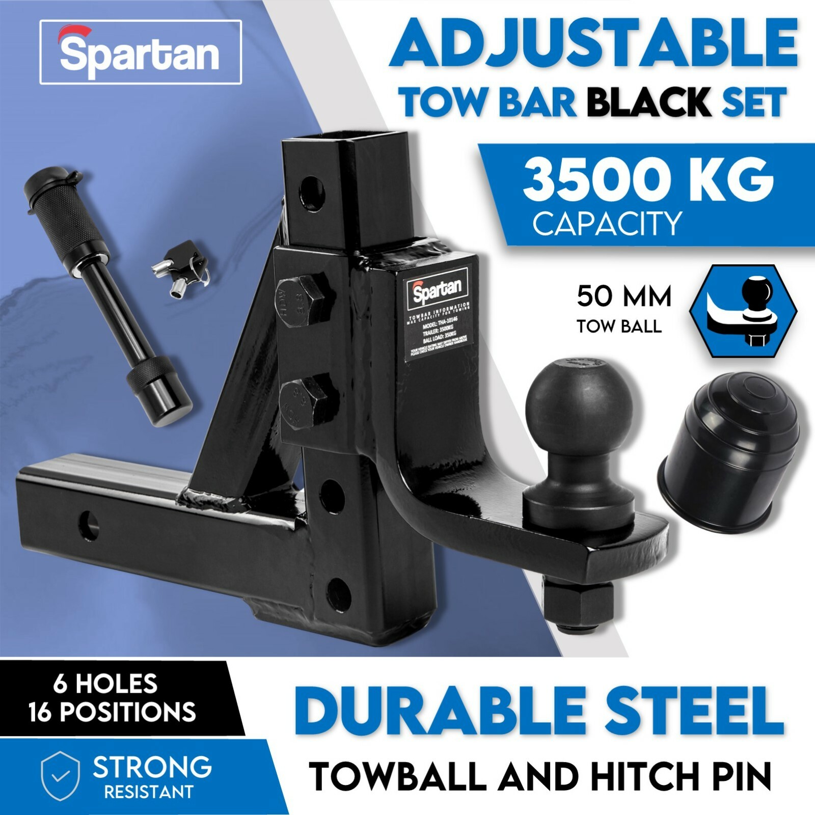 Adjustable Drop Towbar Tow Bar Ball Mount Tongue Hitch Trailer Car