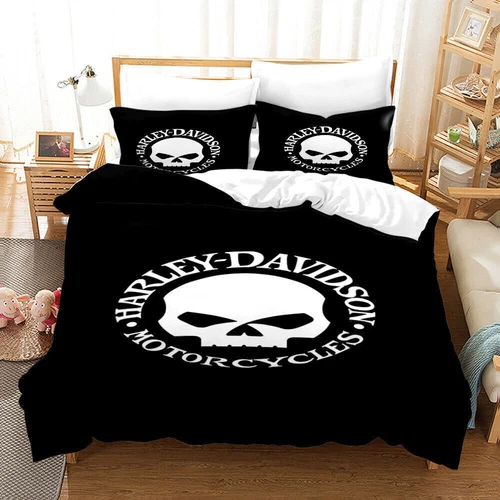 Harley Davidson Duvet Quilt Cover Bedding Set Single Double King Pillowcase Gift - Picture 4 of 20
