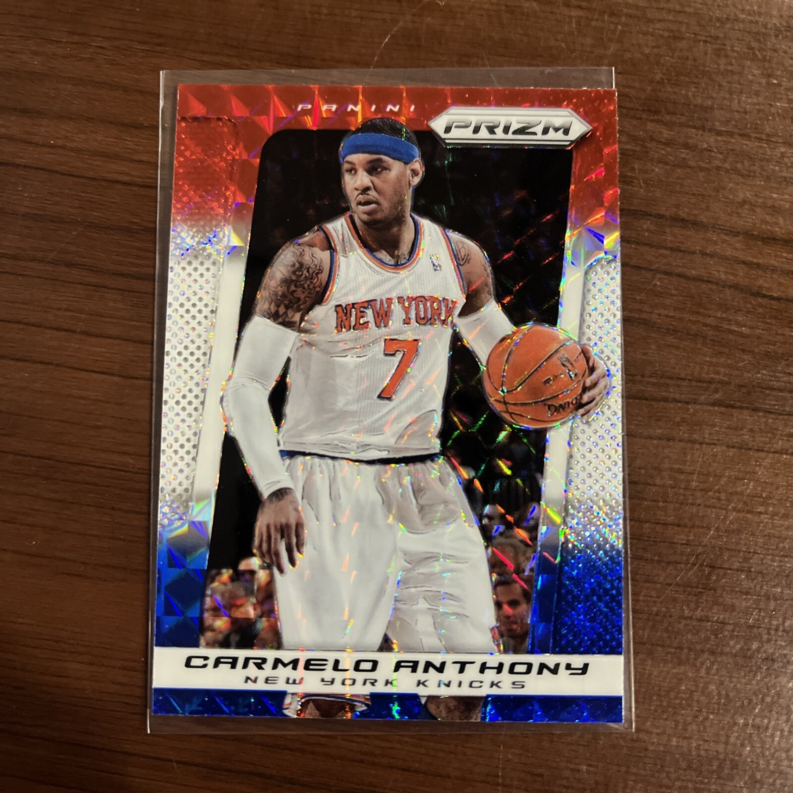 2013-14 Panini Prizm #49 Carmelo Anthony Red White Blue Pulsar New York Knicks
