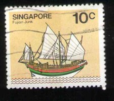  Singapore. 338. 10c. Fujian Junk. Used. 1980
