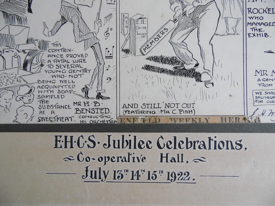 Enfield Highway Co-op. Society Jubilee 1922 Portrait Caricatures by J K Walker - Image 3 of 4