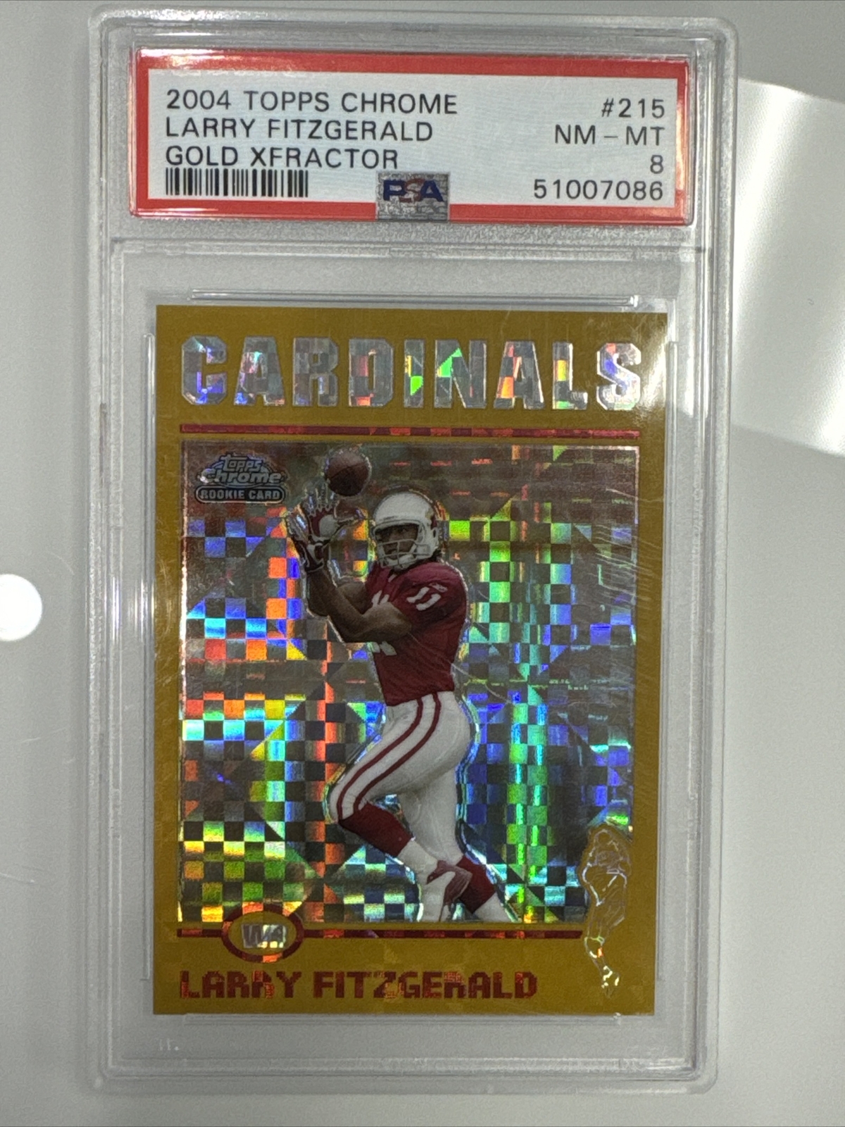 Larry Fitzgerald 2004 Topps Chrome Rookie RC Gold Xfractor #179/279 - #215 PSA 8