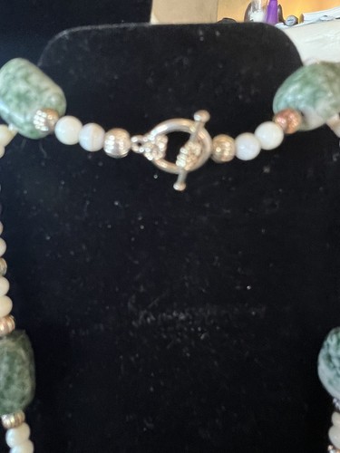 Tree Agate Silver Beaded Necklace Set Healing Stones Nice Set - Picture 15 of 16