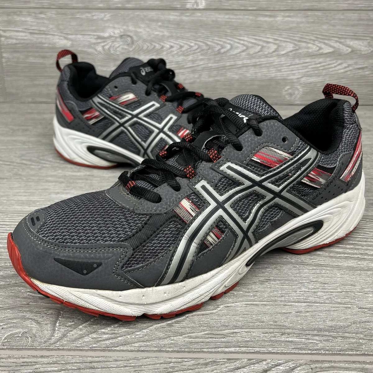 Asics Gel Venture 5 Grey Red Mesh Running Sneakers T5N3Q Mens Size 10