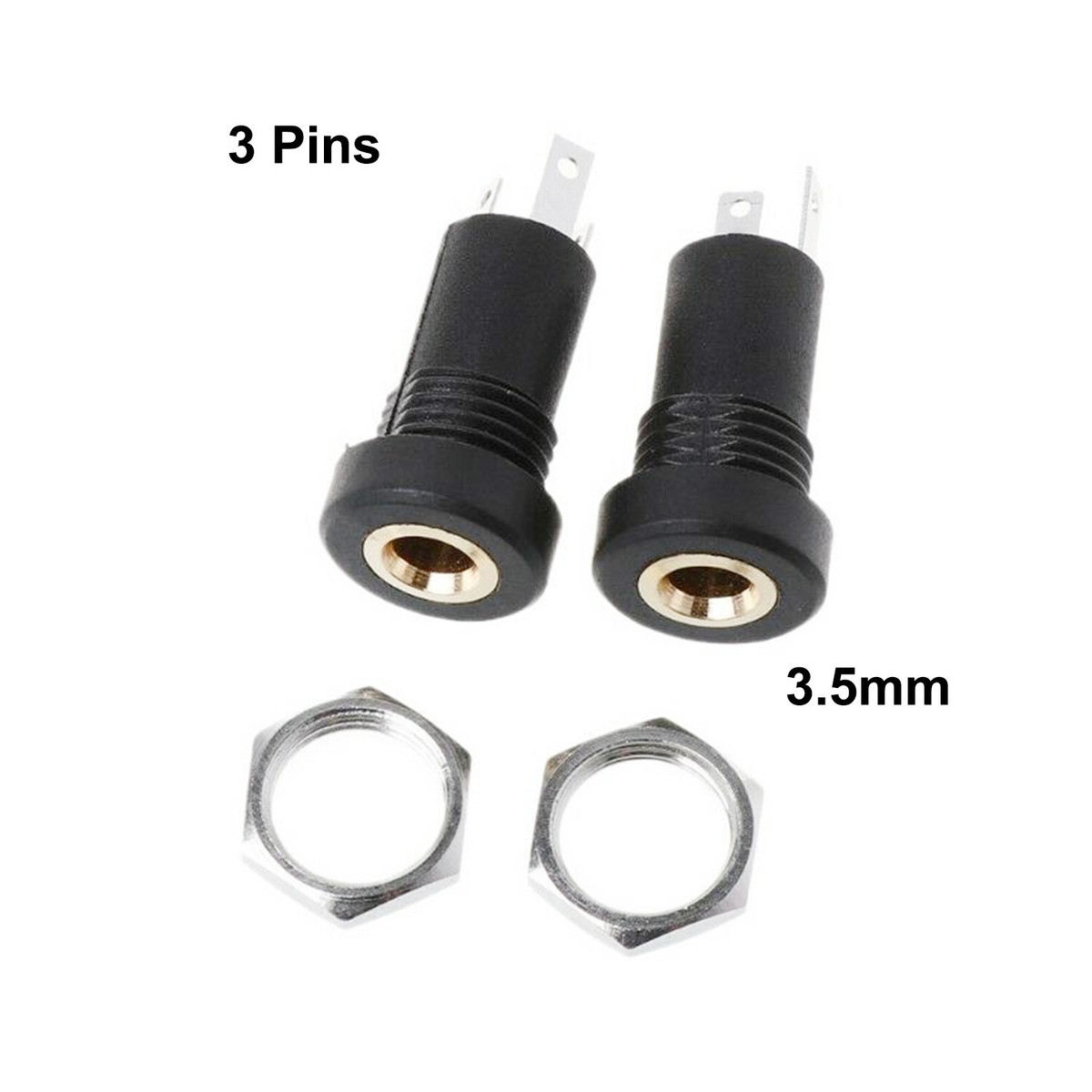 kenable 3,5 mm Aux Stereo Socket Input Panel Mount Audio Soldeer Adapter [2 Pack