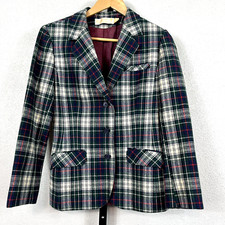 Vintage Pendleton Virgin Wool Plaid Blazer Jacket Women's Size Small