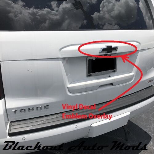 Tahoe Gloss Black Vinyl BowTie Rear Door Emblem Overlay Chevrolet 2015-2021 - Picture 1 of 2
