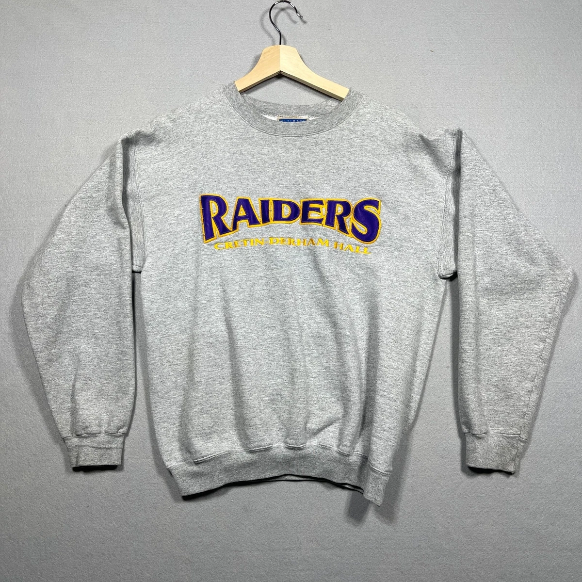VTG RAIDERS Cretin Derham Hall Minnesota HS Hockey Sweatshirt Size Small Gray