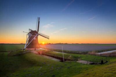 Wandbild: Windmühle de Goliath bei Sonnenuntergang im Winter (94774814)