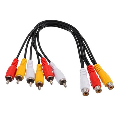 Audio Video Splitter Cable 3 RCA Female Plug to 6 RCA Male Jack 25cm Cords