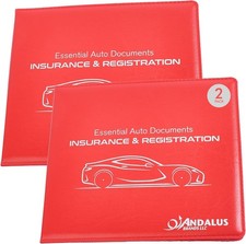 Auto Registration  Insurance Card Holder Pack of 2, Waterpr Color: Red 2-Pack