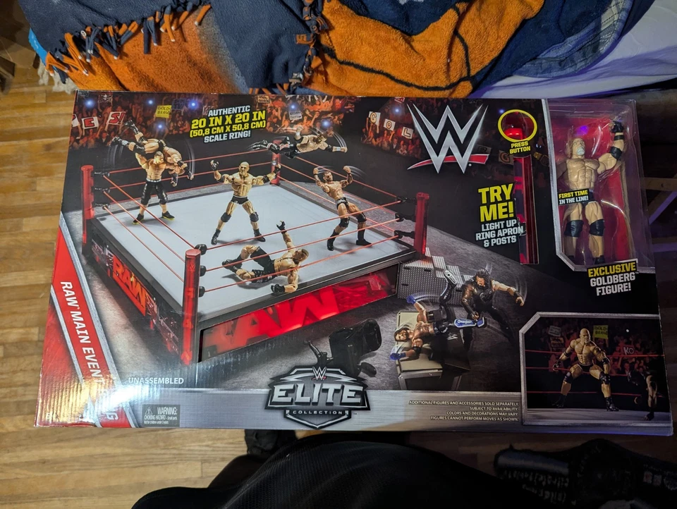 WWE Elite Raw Main Event Scale Wrestling Ring w/ LED Lights Complete Goldberg - Image 2 of 4