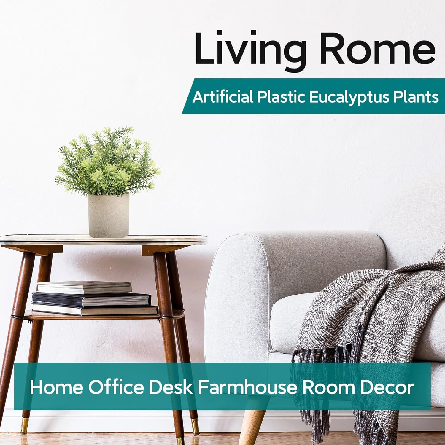 3 Pack Mini Potted Fake Plants Artificial Plastic Eucalyptus Plants Topiaries fo